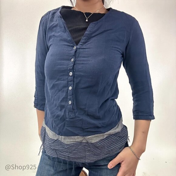 Maison Scotch Womens Blouse Button up Slim Shirt Size Medium - Picture 2 of 5